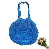 OULIGET Beach Mesh Tote Bag,Casual Shoulder Handbag Bag Hobo Bag for Women,Large Foldable Reusable Net String Grocery Bags (Blue)