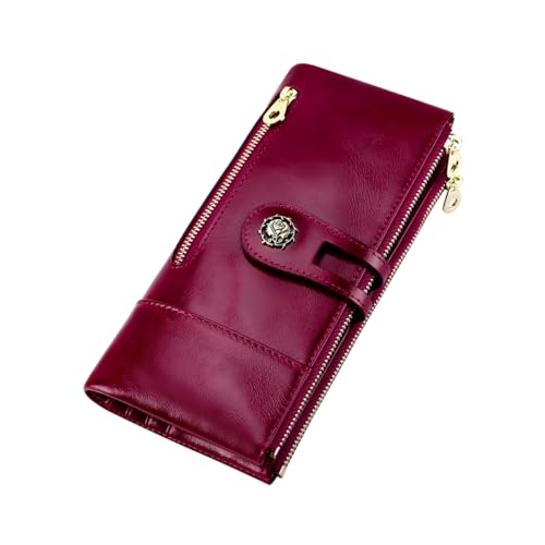 Image of Women's RFID Blocking Wallet Soft Leather Clutch Money Ladies Purse Slim Card Holder Organizer Zip Pocket (3013-purple)