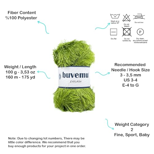 Buvemu Eyelash Fun Fur Yarn for Crochet, Knitting & Crafts, Green, 2-Pack by buvemu - Used condition - Image 5