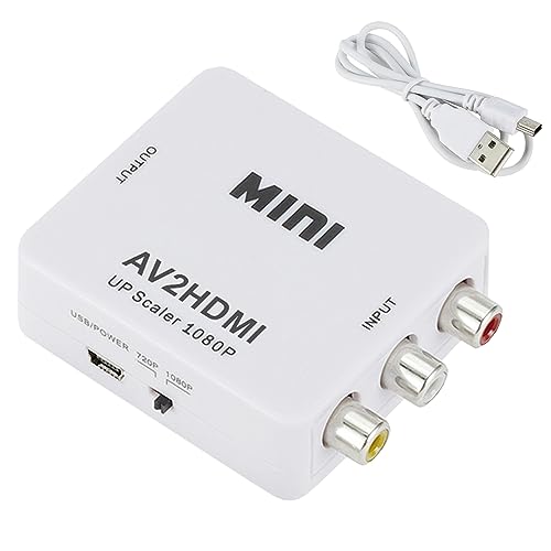 Wress RCA to HDMI – AV to HDMI 1080P Video Audio Composite Mini Adapter – AV to HDMI converter Supports PS2/PS3/PS4, DVD, DDTV, Projector with USB Power Cable (White)