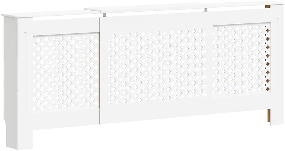 vidaXL Modern White MDF Radiator Cover with Adjustable Length and Storage Space - Ultra Durable Cabinet for Radiator Concealment and Display