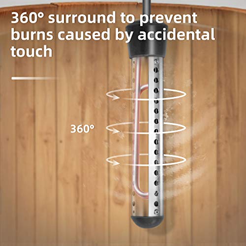 Immersion Water Heater,GESAIL Submersible Water Heater 304 Stainless Steel Guard, Pool Heaters For Above Ground Pools To Heat 5 Gallons Water In Minutes (Black) - Thumbnail 4