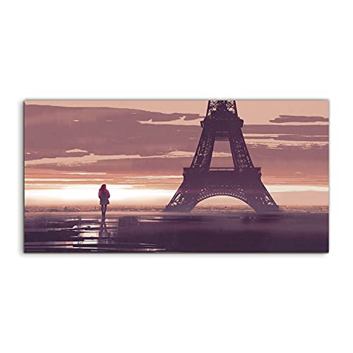 Tableau Paris Eiffel Tower Verre Trempé 140x70 Anti-Rayures Déco Murale Salon