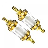 uxcell Universal Inline Petrol Fuel Gasoline Oil Filter with Brass Filter Element, Gold Tone, 2Pcs