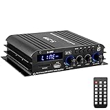 PROZOR Mini Bluetooth Power Amplifier 4.1-CH Hi-Fi Stereo Power Amplifiers with Bluetooth 5.0 Receiver Speaker Bass and Treble Control Music Player Sound Amplifier for Car Home Garage