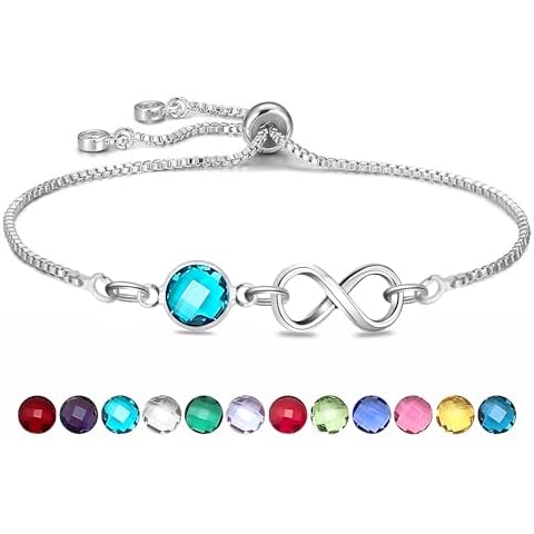 HEYEJET March Aquamarine Birthstone Infinity Bracelet Cover