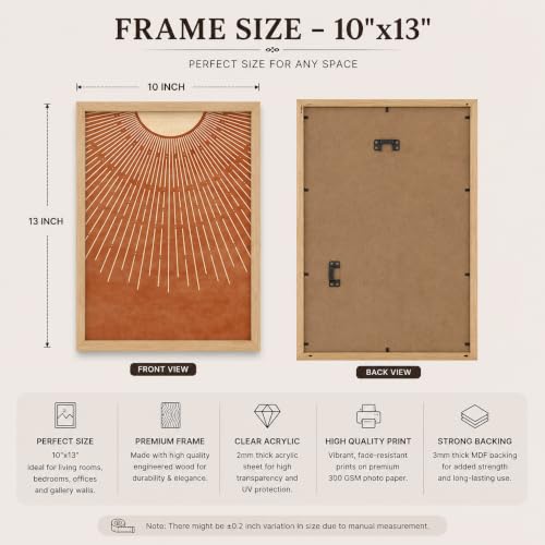 Image of Artsense Boho Desert Wall Art Set of 6 | Abstract Sun, Arch, Pyramid & Desert Landscape Wall Decor | Modern Minimalist Aesthetic Gallery Paintings for Living Room Bedroom Office