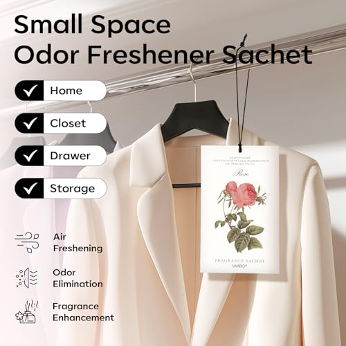 Image of MYARO 12 Pcs Rose Scented Sachets Long Lasting Room Air Freshener Odor Deodorizer Eliminating for Home Drawer Closet Clothes Storage