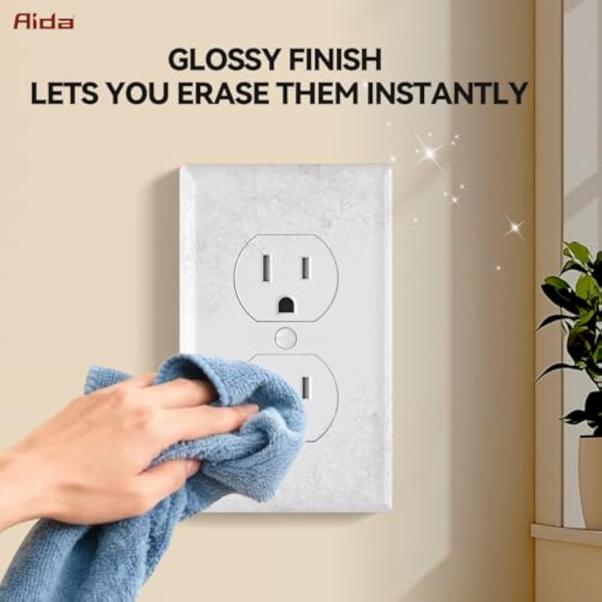Duplex Glossy White Receptacle Wall Plate, 20 Pack