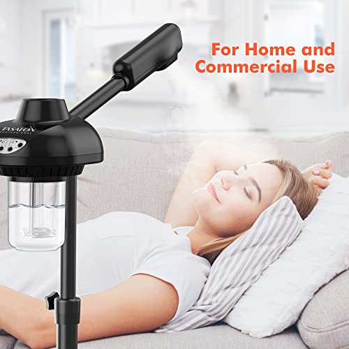 Tasalon Facial Steamer On Wheels - Face Steamer For Professional Skin Rejuvenation, Facial Steamer Kit For Home, Spa, Clinic - Warm Mist, Ozone Face Humidifier - Pore Opener And Skin Cleanser-Black #TOP5