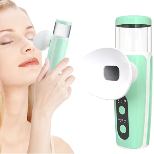 Eye Steamer for Dry Eyes Steam Wand for Dry Eyes Heated Nano Eye Mist Sprayer with Cold & Hot Compress Modes Handheld Face Eye-Relief Steam Machine for Moisturizing & Soothing (Green)