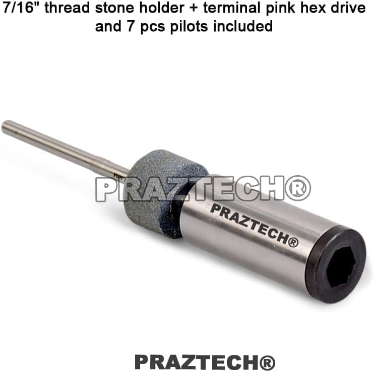 18mm to 34mm Engine Valve Seat Grinding Capacity 7/16" Thread | 34pcs Stones + Holder + 7pcs Pilots Compatible with Japanese Valves Small Engines Bikes