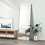 brisafe Ganzkörperspiegel unzerbrechlich & modern I Spiegel Fitnessraum 160 x 50 cm groß I dünner Aluminium-Rahmen in Schwarz I Standspiegel bruchsicher & leicht I Wandspiegel zum Aufhängen