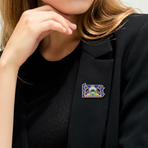 Image of State Shaped Map Lapel Metal Pin Enamel Brooch Keepsake Beautifully Designed for Backpack Hat