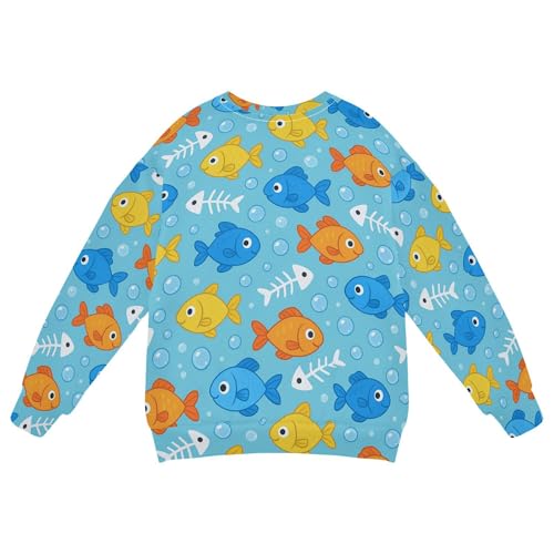 JUNZAN Cartoon Fish Blue Kids Girls Sweatshirt Hoodie Long Sleeve Sweatshirts for Boys Party 4T2