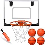Indoor Mini Bedroom Basketball Hoop Set for Kids and Adults, Over The Door Hoop Set for Wall with 3