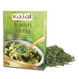 Kajal Kasuri Methi Getrocknete Bockshornkleeblätter 1 x 1 kg | Aromatische Gewürze für Indische Küche | 100% Natürlich | Ideal für Currys, Dals und mehr | Glutenfrei