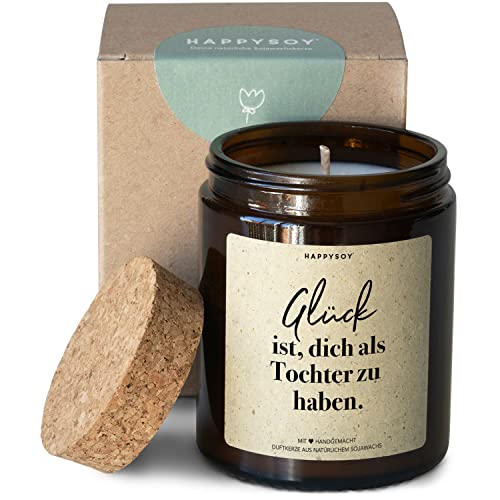 Geschenk Tochter Danke sagen Duftkerze im Glas mit Spruch aus Soja - natürlich handgemacht, nachhaltig - persönliche schöne Geschenk-idee, Dankeschön, inkl. Korkdeckel Cover
