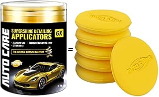 Autocare Car Wax Applicator/Round Shaped Sponge/Cars Wax Applicator Foam Sponge Ultra-Soft Cleaning Tool,(Yellow, 4" Diameter, Pack of 6)