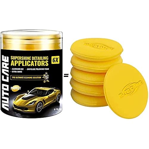 Autocare Car Wax Applicator/Round Shaped Sponge/Cars Wax Applicator Foam Sponge Ultra-Soft Cleaning Tool,(Yellow, 4" Diameter, Pack of 6)