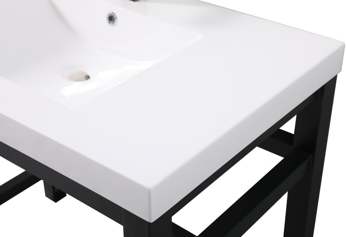 ELEGANT LIGHTING 36 inch ADA Compliant Single Bathroom Metal Vanity in Black