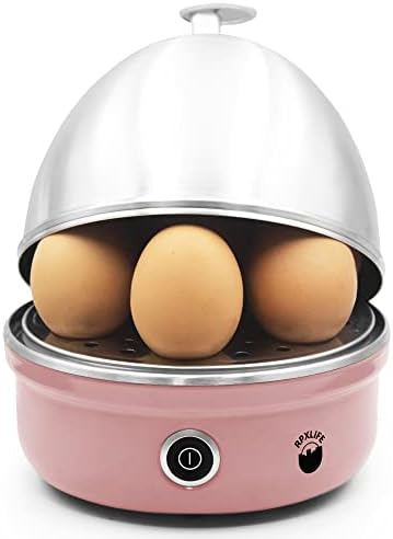 RPXLIFE Premium Egg Boiler, Egg Cooker, Boiled Egg Cooker with Auto Shut Off for Rapid Soft, Medium, Poached, Hard Boiled Eggs, Omelette and Dumplings, Stainless Steel 3-in-1 with 7 Egg Capacity