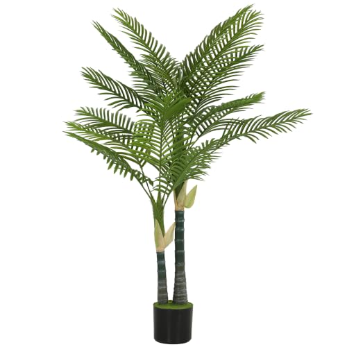 Image of HOMCOM 150cm Artificial Palm Tree with 16 PEVA Leaves, Fake Plant, Green