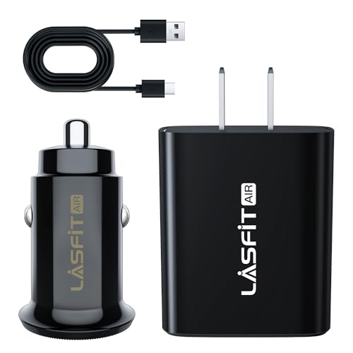 LASFIT AIR Tire Pump Power Kit, 18W Car & Home Charger with 3.3ft USB-A to USB-C Cable for LASFIT AIR CR1, BM1, TK1 Tire Inflator