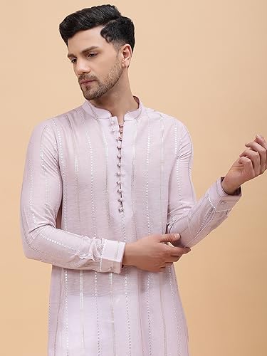 Image of See Designs Pink Regular Fit Striped Kurta