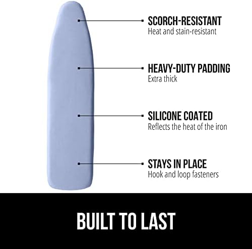 Gorilla Grip Ironing Board Cover, Silicone Coating, Full Size Scorch Resistant Padding, Elastic Edge, Heavy Duty Iron Pad Covers Standard Boards, Hook and Loop Fastener Strap, Extra Thick, Blue