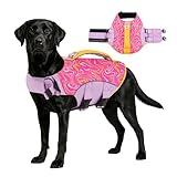 Dog Life Jacket, Swirl Puppy Life Vest for Swimming & Boating, Adjustable Lifesaver High Flotation, Reflective Dog Life Preserver with Rescue Handle for Small Medium Large Dogs Purple