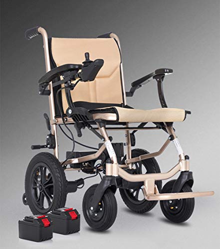 XHY Folding Electric Powered Wheelchair Supports up to 440lb, Weighs 45lb, Up to 12 Mile-Range with 2 Batteries, FDA Approved for Air Travel