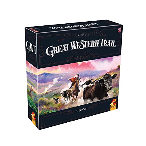 Great Western Trail - Juego de mesa Argentina de 2ª edición, ¡aventura ganadera en las Pampas! Juego de estrategia para niños y adultos, a partir de 12 años, 1-4 jugadores, 75-150 minutos de tiempo de