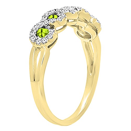 Dazzlingrock Collection 10K Round White Diamond & Peridot Wedding Stackable Band, Yellow Gold, Size 5.5 #TOP1