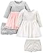 Simple Joys by Carter's Girls' Toddler 2-Pack Long-Sleeve Dress Set with Tulle, Pink/Gray, 3T