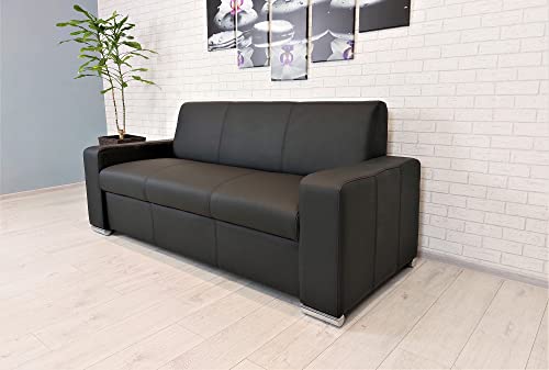 Quattro Meble Schwarzes Echtleder 3er Sofa Antalya I S EXTRA Breite 200cm Ledersofa Echt Leder Couch Farbauswahl !!! – Bild 5