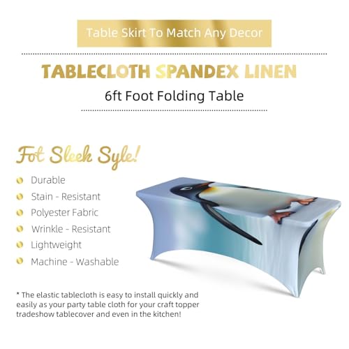 Nappe de table extensible rectangulaire en élasthanne motif pingouin 180cm - 6