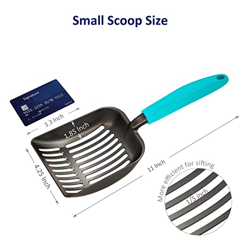 Wepet Cat Litter Scoop, Non Stick Plated Aluminum Alloy Sifter, Kitty Metal Scooper, Deep Shovel, Long Handle, Poop Sifting, Kitten Pooper Lifter, Coated Black Body With Handle #TOP2