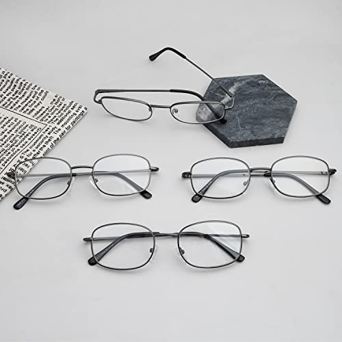 Eyekepper 4 Pairs Reading Glasses Metal Gunmetal Frame Reader Eyeglasses with Spring Hinges for Men Women Reading - Image 5