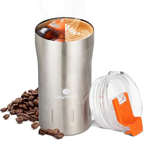 SANTECO Thermo Mug Taza de café - Taza isotérmica de acero inoxidable 350/500ml - Diseño de boca ancha para beber fácilmente - A prueba de fugas - Ideal para viajes, oficina, deportes - SIN BPA