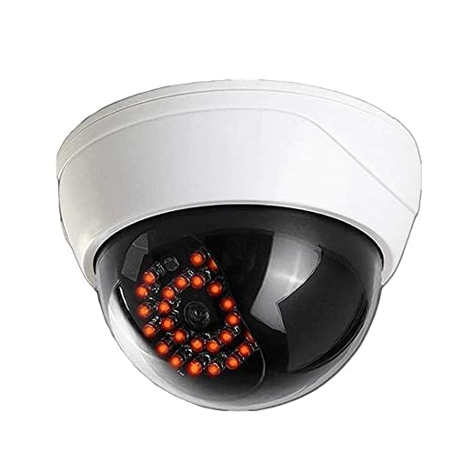 MaximalPower Fake CCTV Security Dummy Dome Camera with Red LED Light for Home, Shop, Business, etc. (1 Pack)