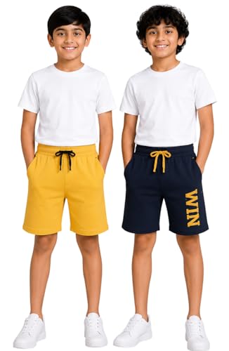 Image of Clotth Theory Boys Cotton Shorts Pack of 2 | Soft Breathable Fabric | Elastic Waist | Casual Wear Kids Comfortable Shorts