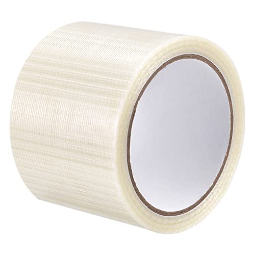 Image of MECCANIXITY Filament Strapping Tape, 3 Inch x 22 Yards 5.3 Mil, Reinforced Fiberglass Tape Transparent