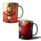 Jogo com 2 Canecas Porcelana The Avengers Os Vingadores Homem Aranha Spider-man Homem de Ferro Iron 350ml (BD01)