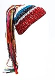 Kafeimali Men/Women Barbarian Vagabond Knit Hat Wig Ponytail Beanie Funny Caps (Red)