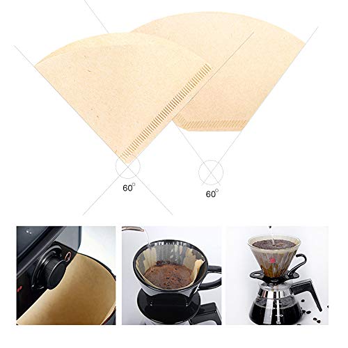 Nishore 100 unidades/conjunto Gotejamento em forma de V Papel de filtro de café em pó de madeira org