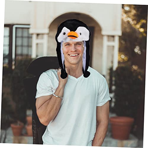 Adorable Penguin Animal Hat Plush Ski Style for Adults Boys and Girls Cartoon Earflap Hood Warm Neck Face Ears Accessory Multi2