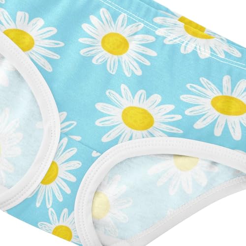 Joisal Girls Underwear Toddlers 2t Cotton Little Girl Panties Personalized Briefs Kids Undies White Daisies Floral Light Blue4