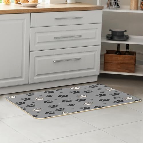 2 alfombrillas de cocina antideslizantes VAPOKF lavables y absorbentes con huellas 7