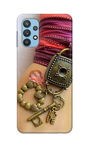 Image of Girl Hand with Keychain Hard Back Case Cover for Samsung Galaxy A32 Back Cover -(J5) VNS2228